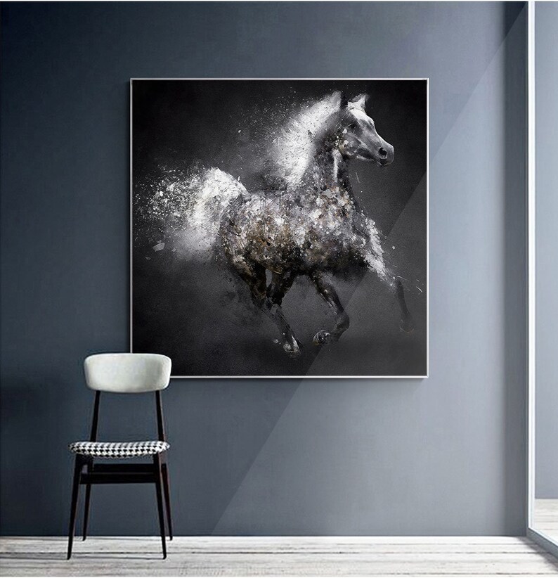 Black White Abstract Horse Art Printable of Abstract Horse Etsy