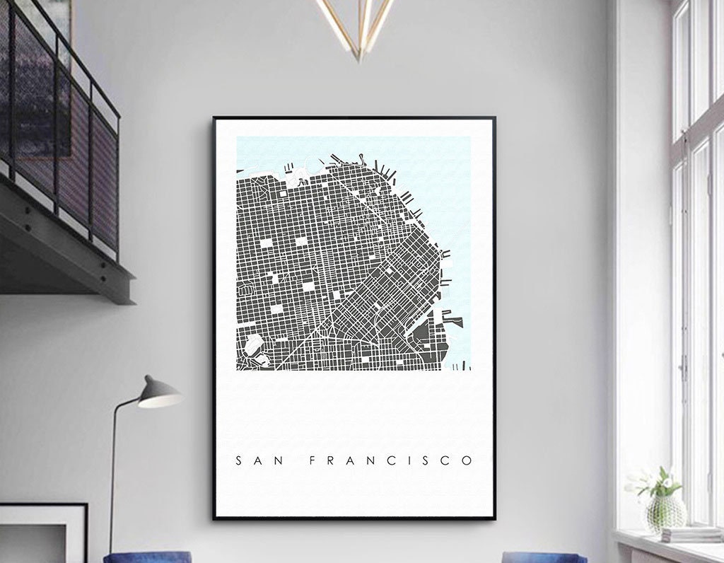 Custom City Map, San Francisco Map Printable Poster Print Wall Art ...