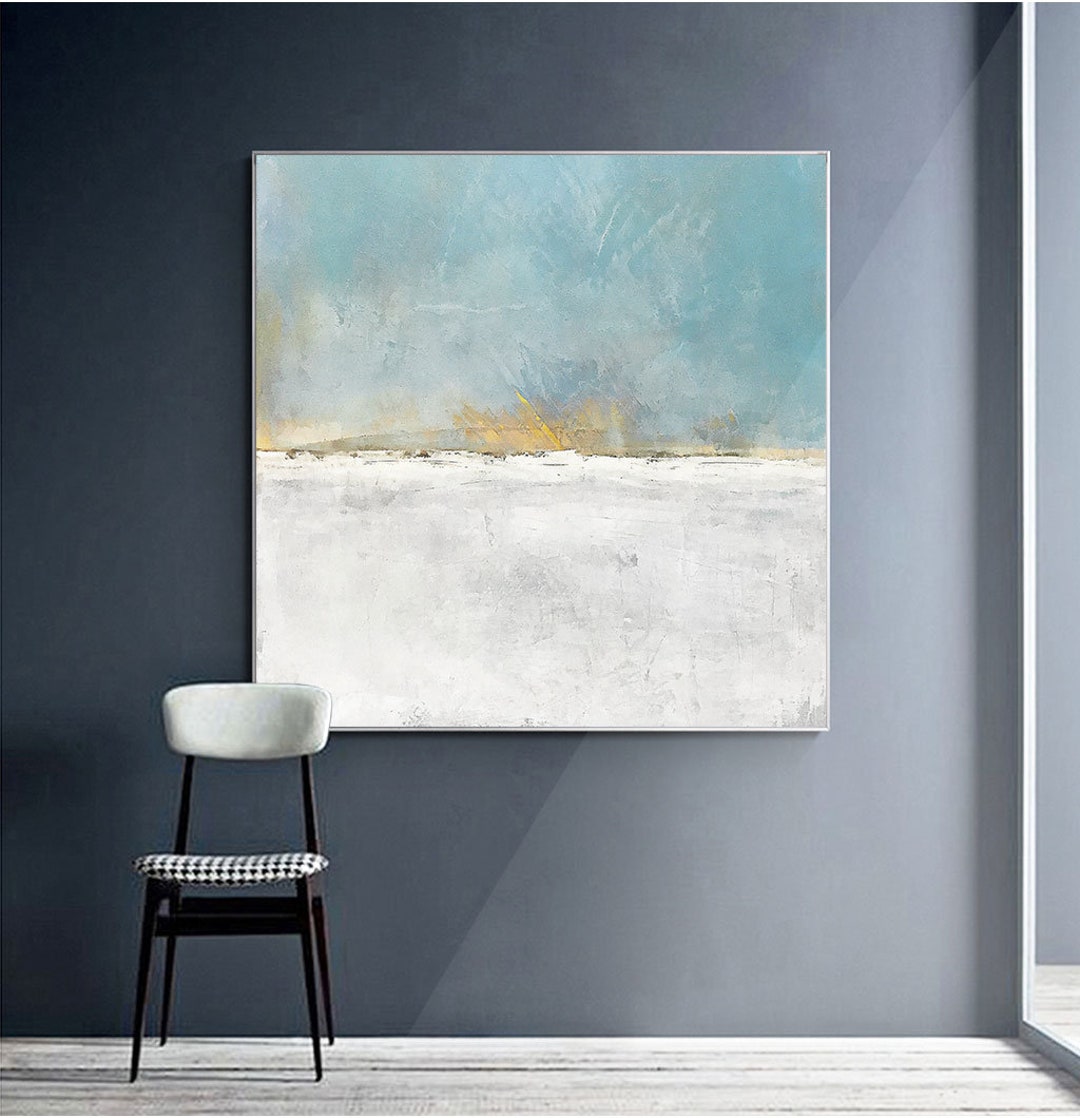 Abstract Baby Blue Sky Landscape Painting Downloadable, Blue and White ...