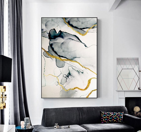 Luxury Art & Gold Trendy wallpaper, Ink colors are amazingly bright, luminous, translucent, free-flowing, dry quickly, Natural pattern, drop