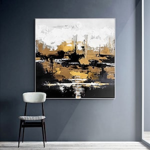 Original oil painting digital printable, gold foil painting, Abstract Art, Wall Art, Modern Wall Decor for Home, Colourful Large Artwork