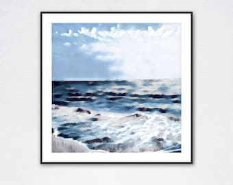 Abstract Beach square painting oil print, Beach Print, Ocean Print, Coastal Print, Beach Decor, Beach Art,Coastal Decor, Summer Seascape,