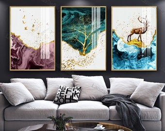Abstract Elk Oil Painting Silk Canvas Poster Nordic Art Wall Decor A317 Unframed 