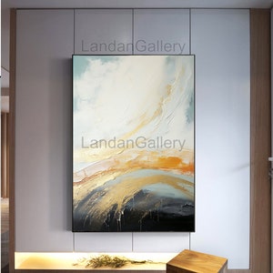 acrylic abstract painting, in the style of light gold and black, detailed, layered compositions, white and gold, loose expressionism