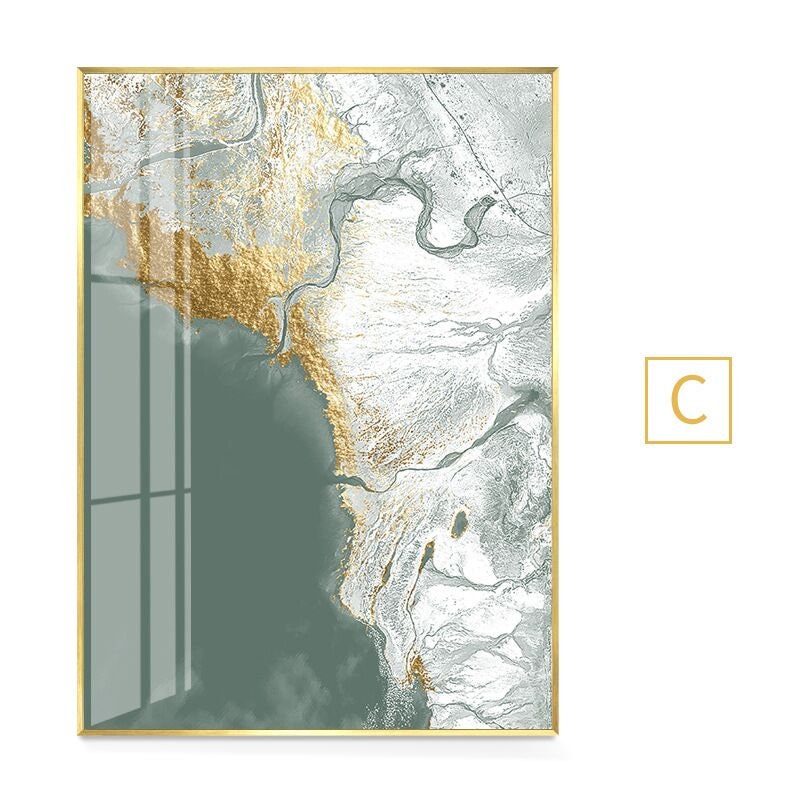 Printable Modern Abstract Green Gold Landscape Canvas Art, Wall Art for ...