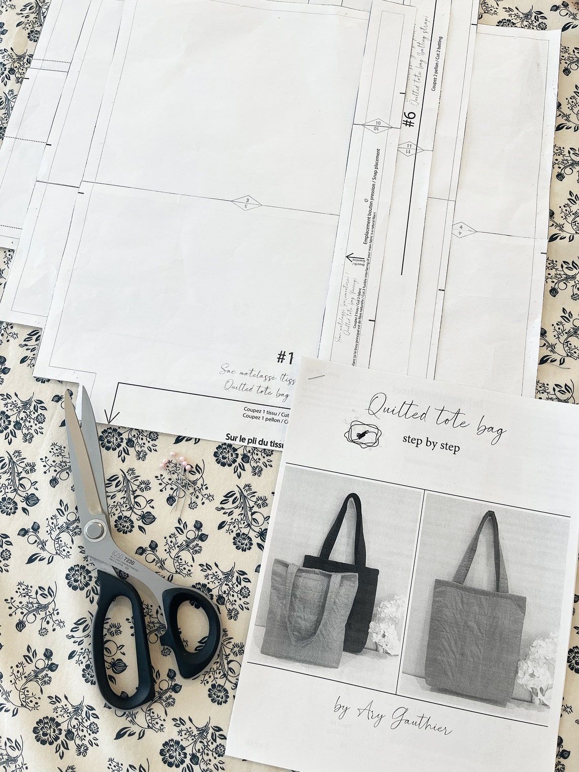 Quilted Tote Bag PDF Sewing Pattern and Tutorial / Quilted Tote Bag ...