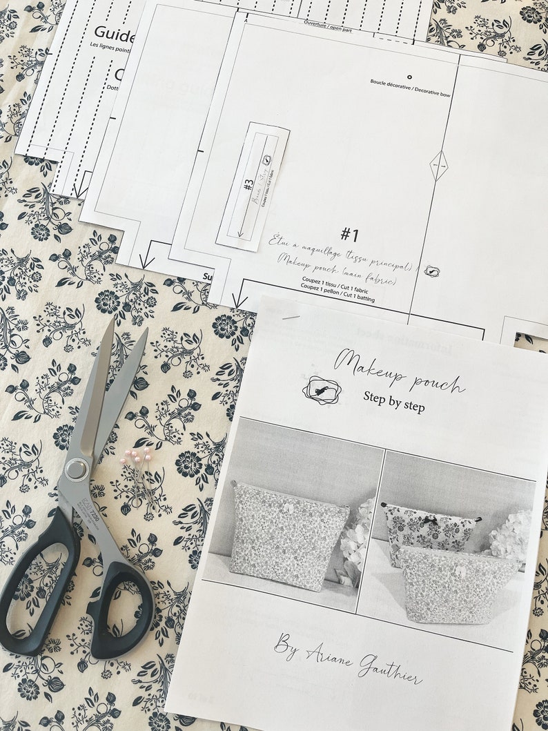 Makeup Pouch PDF Sewing Pattern and Tutorial / Pattern and Tutorial for ...