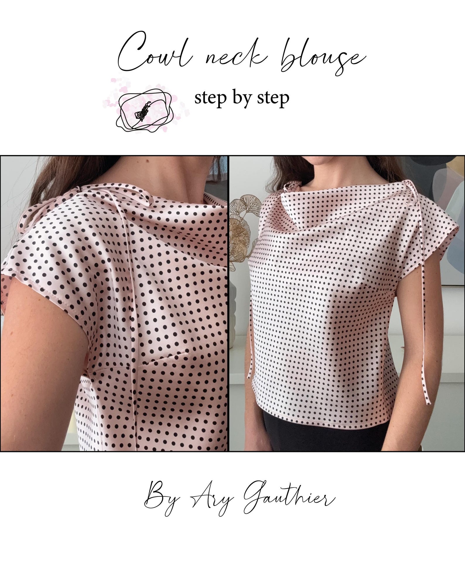Cowl Neck Blouse Pdf Sewing Pattern and Tutorial (xs to Xl) / Cowl Neck ...