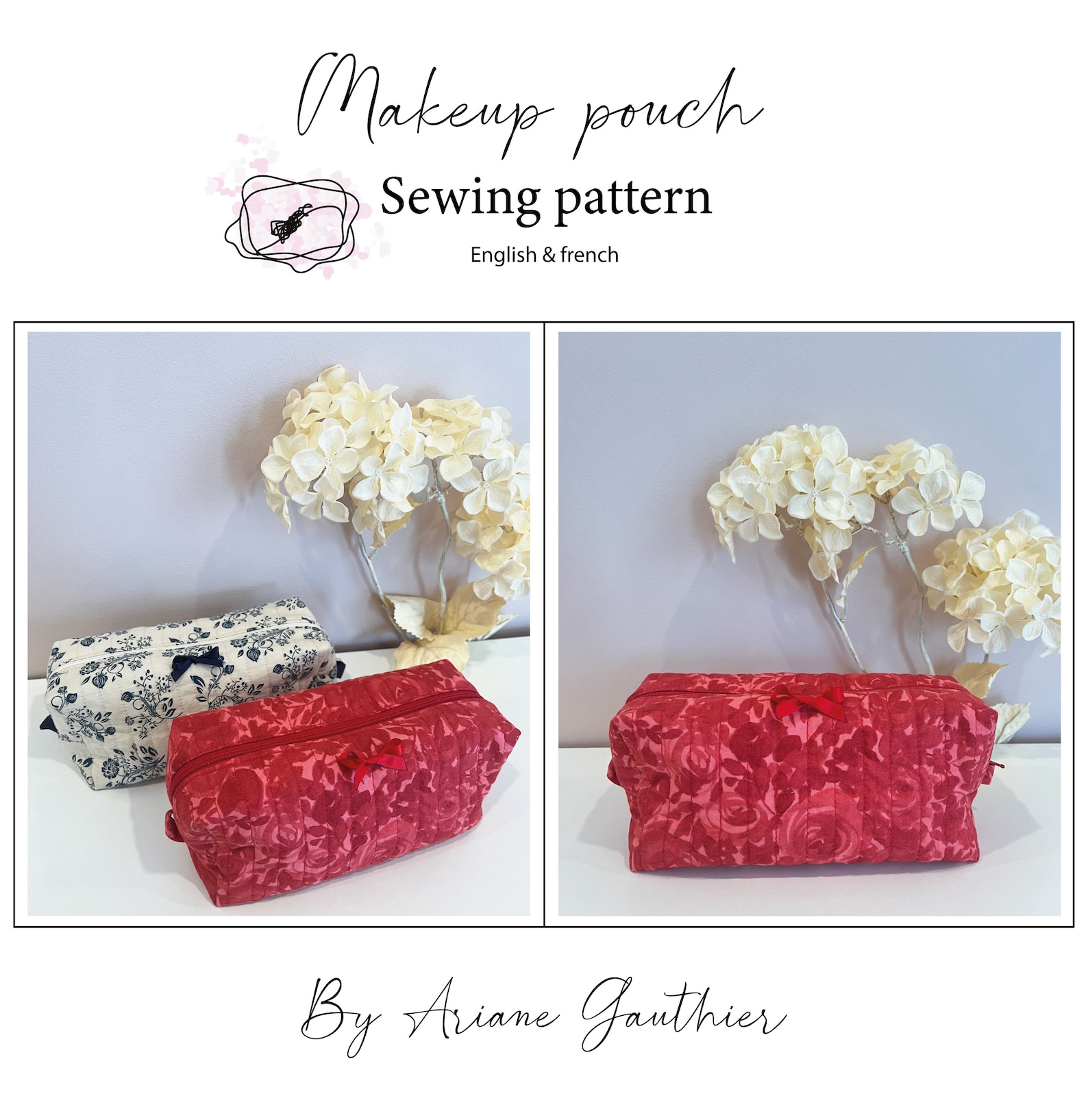Makeup Pouch PDF Sewing Pattern and Tutorial/ Pattern and Tutorial for