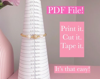 Printable Bracelet Measurement Cone, Bracelet Sizer, Measuring Cone, Bangle Sizer, Bangle Measuring Cone, Bracelet Mandrel Cone, Ruler, PDF