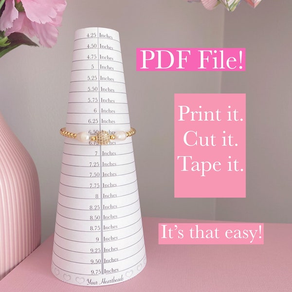 Printable Bracelet Measurement Cone, Bracelet Sizer, Measuring Cone, Bangle Sizer, Bangle Measuring Cone, Bracelet Mandrel Cone, Ruler, PDF