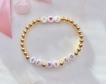 Personalized Name Bracelet: 14k Gold Filled Beaded Letter Bracelet