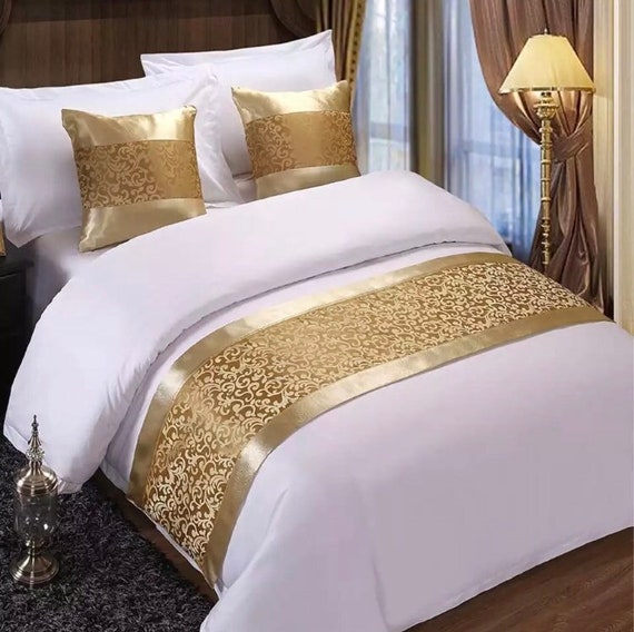 Gold Bed Runner Champagne Bed Runner Bedspread Blankets And Etsy