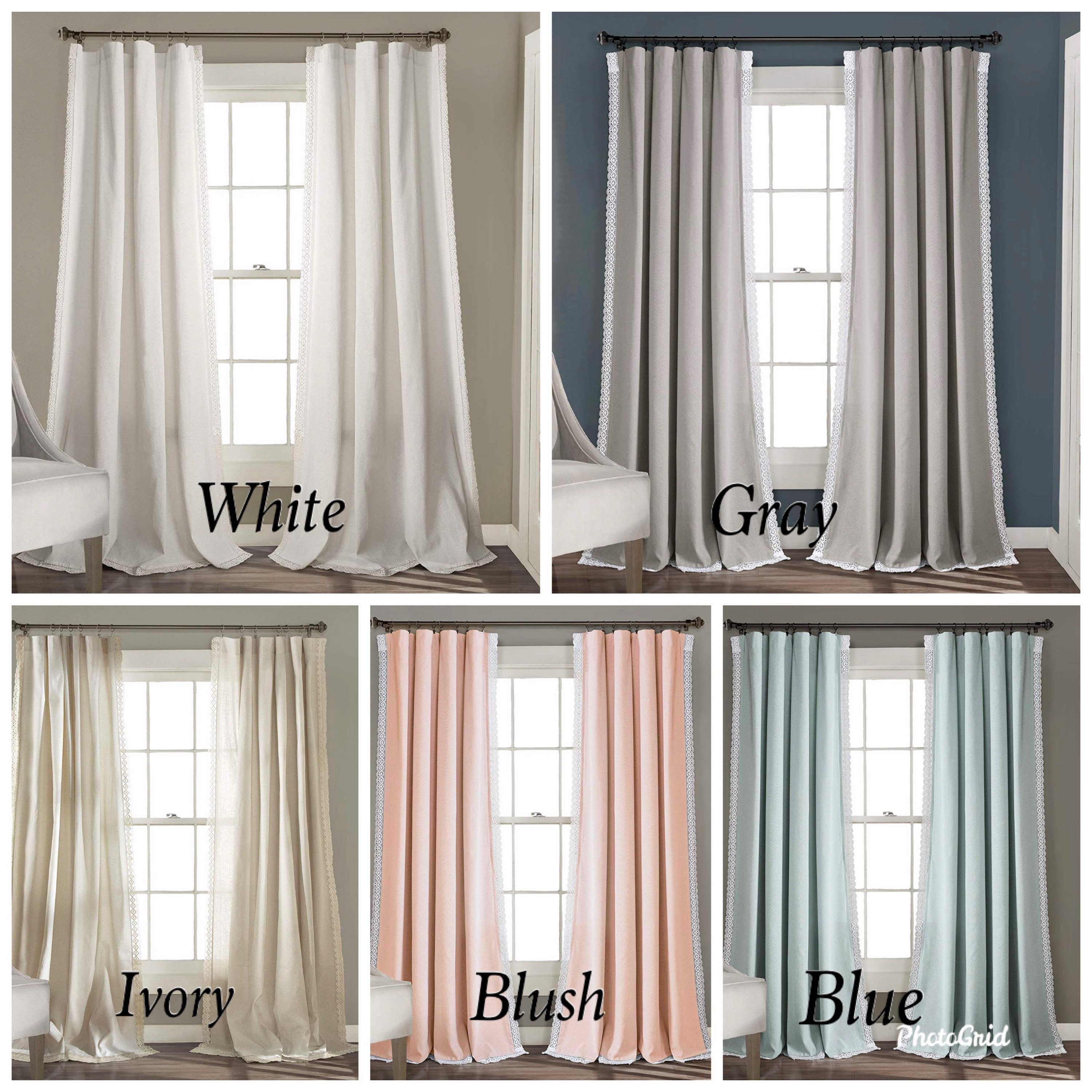 Shabby chic Window Curtains Farmhouse Rustic Style Panel Set Etsy