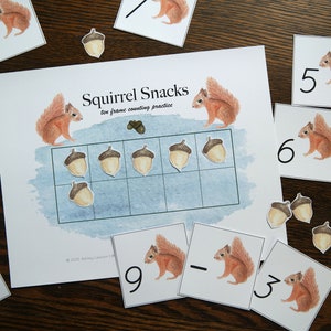 Squirrel Snacks Preschool - Kinder Math Set | Autumn Themed Educational ten frame set