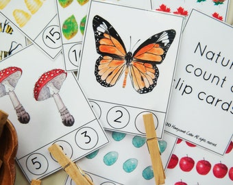 Nature Count and Clip cards | Homeschool, Charlotte Mason, Printable, Counting, Montessori