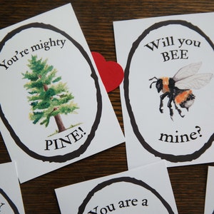 Valentine Nature Pun Cards Digital Printable | Nature Valentines for Naturalist, Homeschool, Classroom, or Co ops