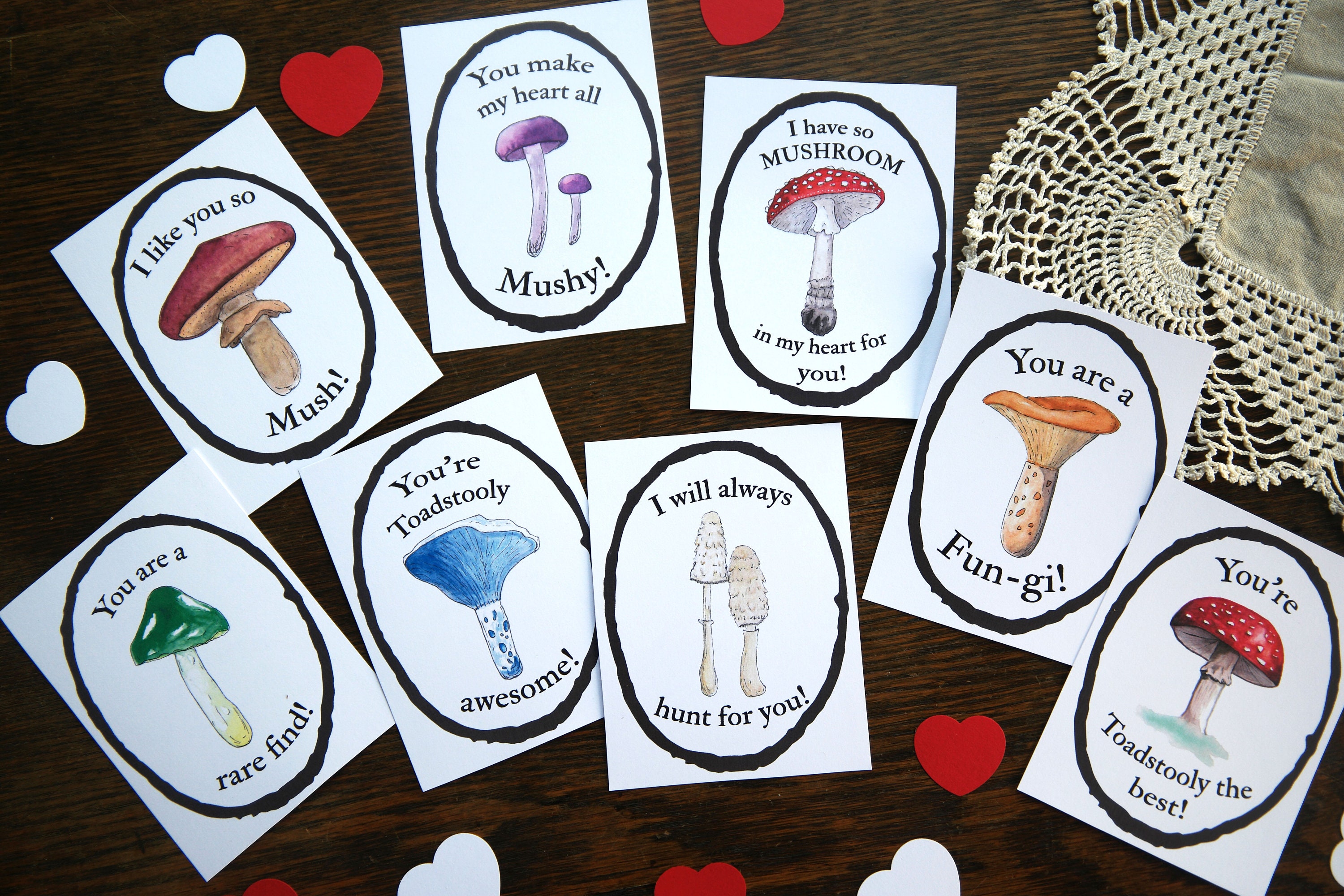 Valentine Mushroom Pun Cards Digital Printable Nature Etsy