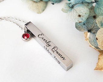 Personalisierte Geburtsstein Bar Halskette, neue Mutter Geschenk