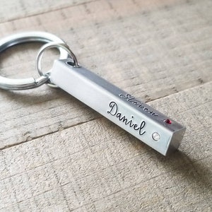 Birthstone keychain-birthstone name keychain-custom keychain-Mom keychain-Dad keychain-personalized keychain-personalized gift for mom