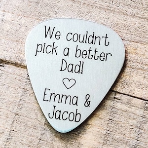 Custom guitar pick keychain-personalized guitar pick-Dad gift from kids-Couldn&#39;t pick a better dad keychain-engraved guitar pick