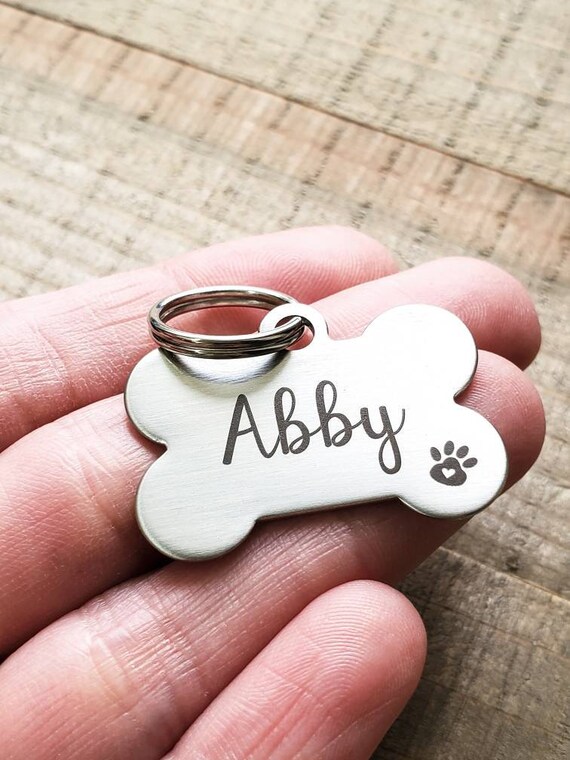 Cute Dog Bone Name Tagdurable Pet Tagpet Tag for Small Etsy