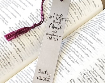 Bible verse bookmark-Personalized baptism gift-Personalized confirmation gift-Engraved bookmark-Youth group gift-Personalized bookmark metal