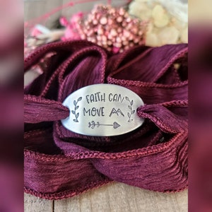 Faith can move mountains bracelet-hand stamped wrap bracelet-boho wrap bracelet -Christian jewelry-wrap bracelet women-Custom bracelet
