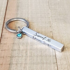 Sweet 16 Keychain-personalized name keychain-sweet 16 gift-Drive safe we love you-personalized sweet 16 gift-custom name keychain