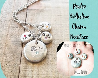 Zinn Halskette mit Pusteblumen Anhänger - Personalisierter Mama Schmuck
