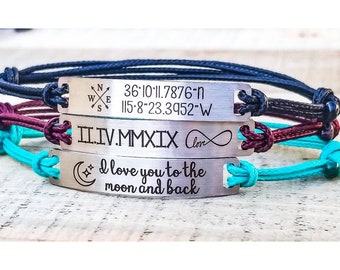 Paare Koordinaten Armband-Paare Armbänder-Römische Ziffer Armband Paare-Paare Anfang Armband-Freund Geschenk