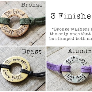 Custom bracelet-leather washer bracelet-personalized men's leather bracelet-valentines day gift boyfriend-couples initial bracelet image 5