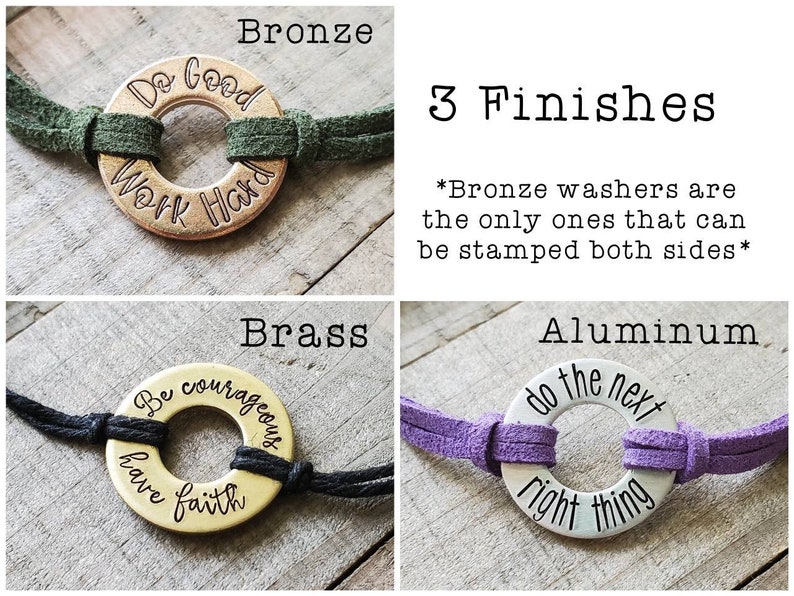 Custom bracelet-leather washer bracelet-personalized men's leather bracelet-valentines day gift boyfriend-couples initial bracelet image 5