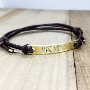 Hamilton bracelet-hand stamped bracelet-Rise up-Hamilton fan-Hamilton-genuine leather-adjustable bracelet-Hamilton musical-leather bracelet