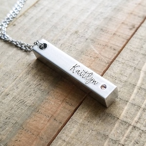 Birthstone bar necklace-Birthstone name necklace-Personalized bar necklace-Mom birthstone necklace-Mothers Day gift-mom gift