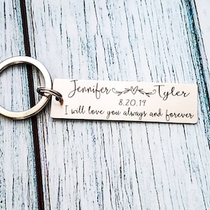Sleutelhanger koppels-Valentijnsdag cadeau voor hem-gepersonaliseerd valentijnscadeau-aangepaste naam sleutelhanger-verjaardag sleutelhanger