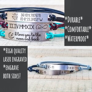 Personalized Couples Initial Bracelet Set – Engraved Stainless Steel Bar, Anniversary Gift