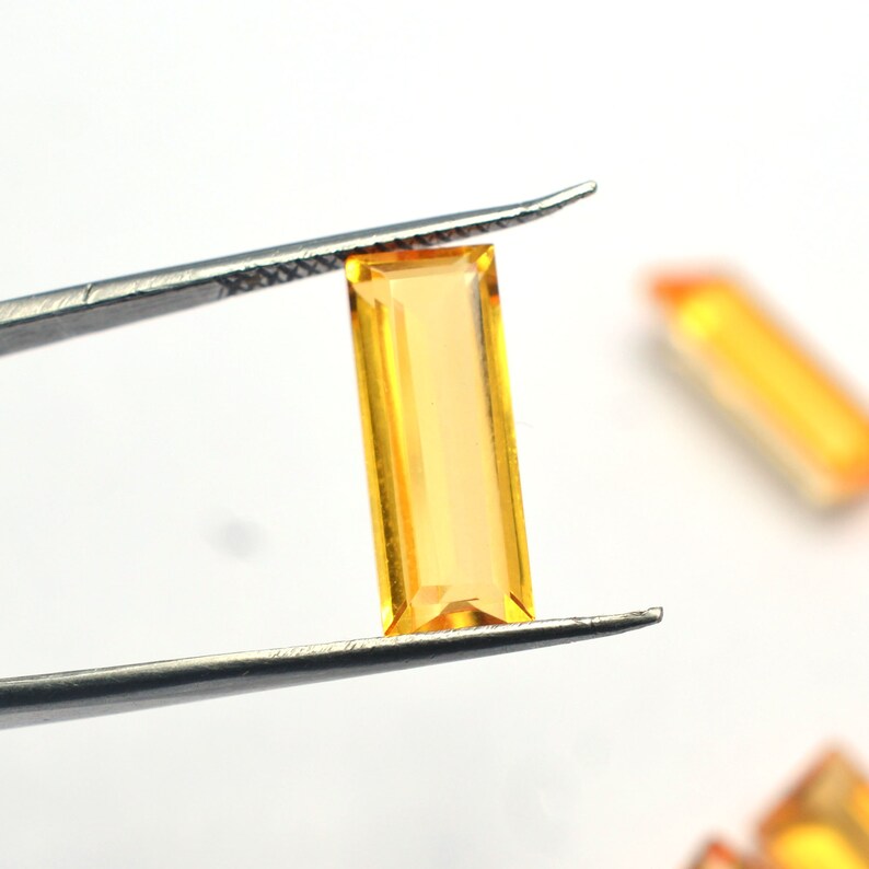 10Piece Citrine Quartz 5x10mm 6x12mm 6x16mm 7x20mm Baguette Faceted Cut Yellow Citrine Color Natural Quartz Doublet Loose Gemstones Lot