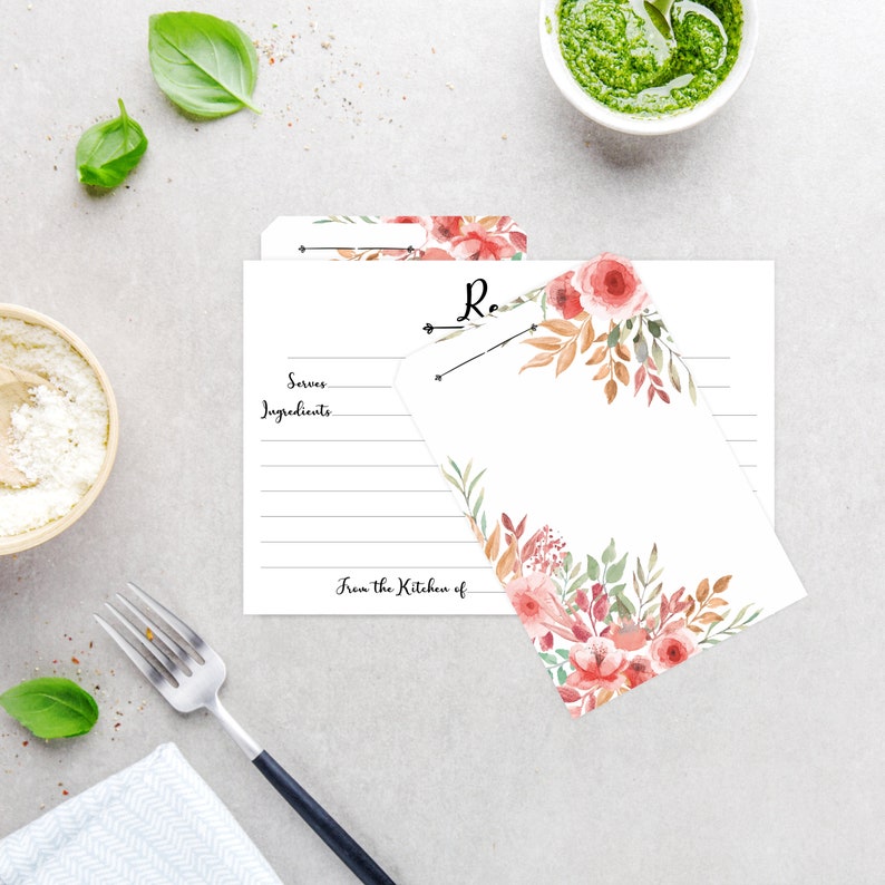 Set of 2 printable recipe card dividers 3x4.5 inches. Diy Etsy