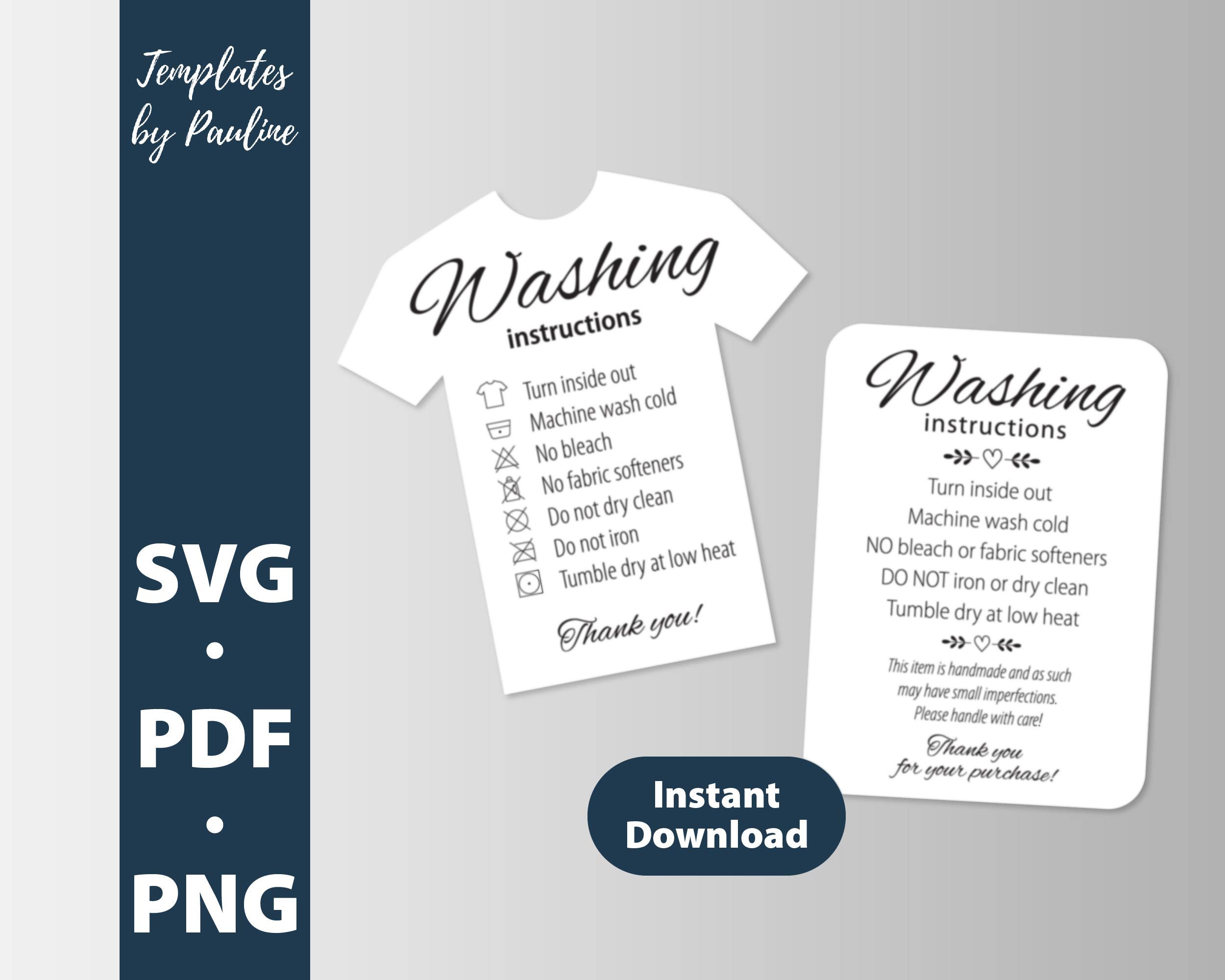Waschanleitung Karte SVG. Vinyl Tshirt Pflegekarten PNG. Griff - Etsy.de