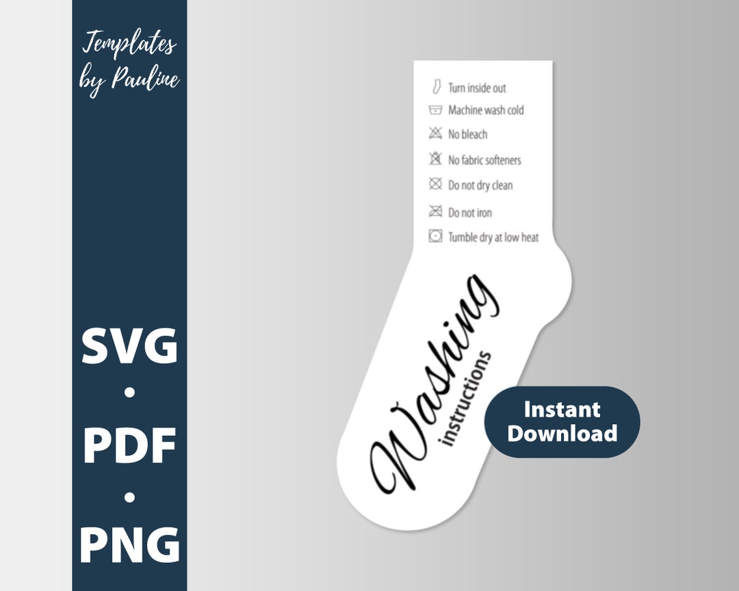 Socks Care Instructions Svg. Sock Label Template. Washing Etsy