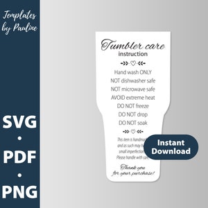 Tumbler Cup Care Instruction Label Care Card SVG Cut File Vector –  DNKWorkshop