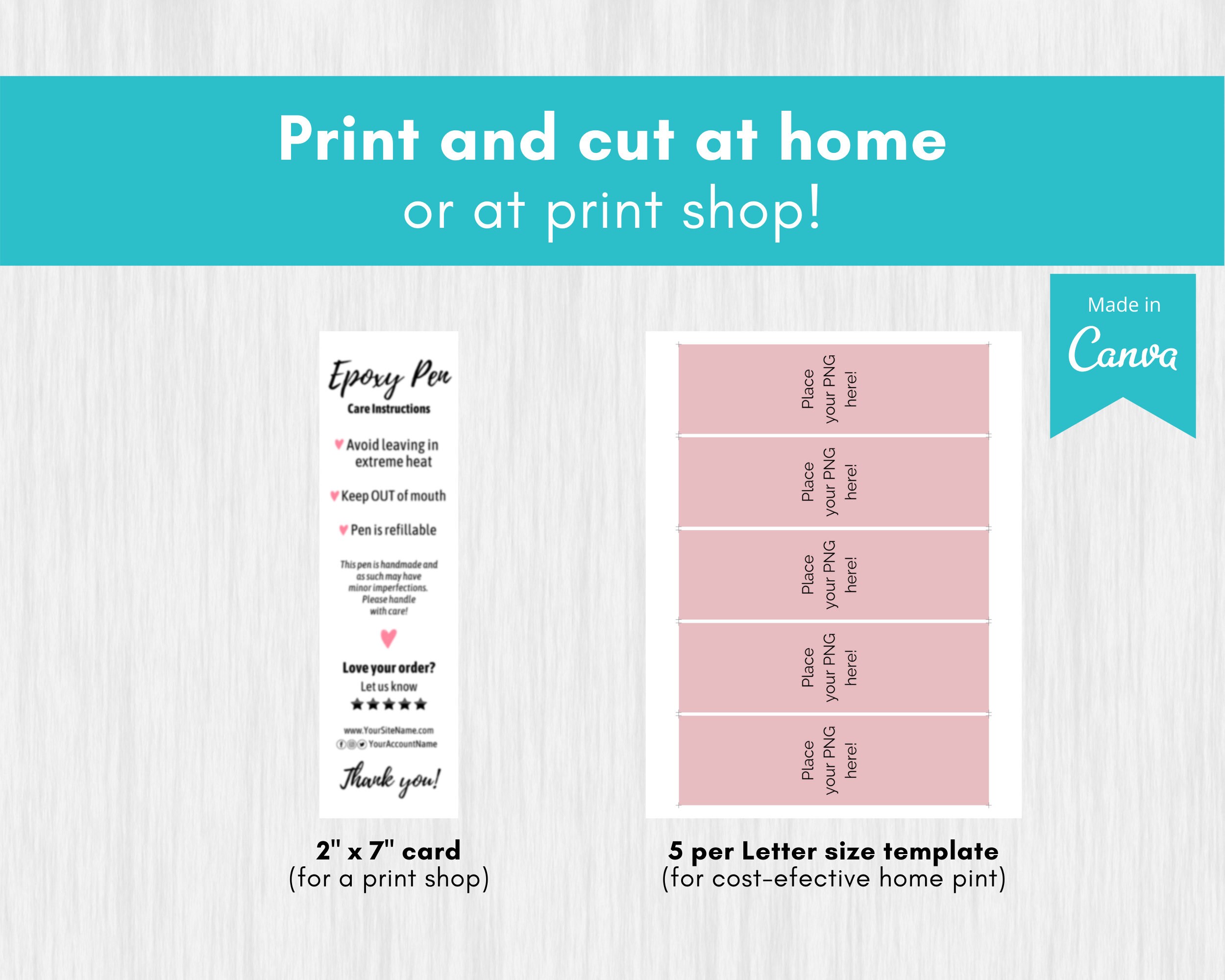 Editable Epoxy Pens Care Card. Printable Glitter Pen Care Etsy UK