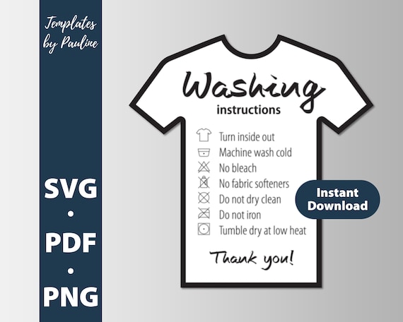 Print and Cut Washing Instructions Card. Tshirt Care Cards - Etsy