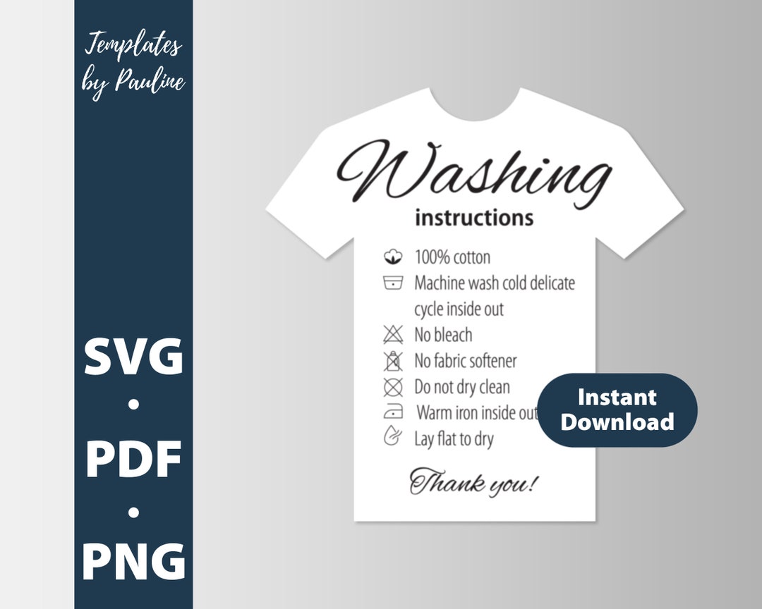 Sublimate Tshirt Care Instruction SVG. Printable Care Card for Vinyl
