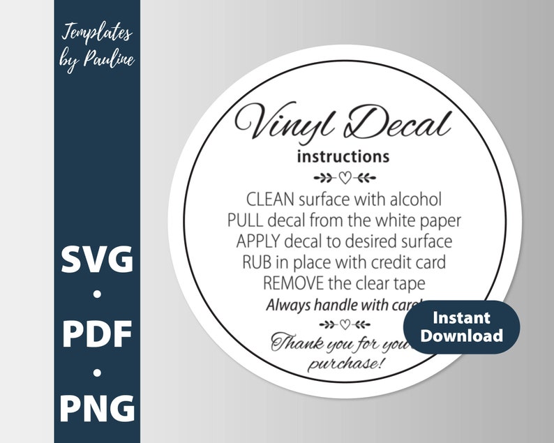 Vinyl Decal Application Instructions Card SVG. Care Instruction SVG