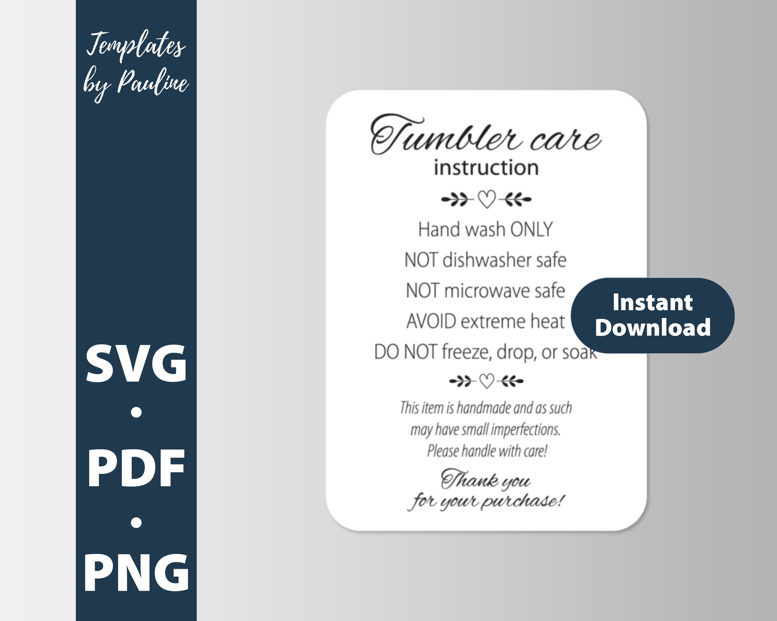 free tumbler care card svg - TopFreeDesigns