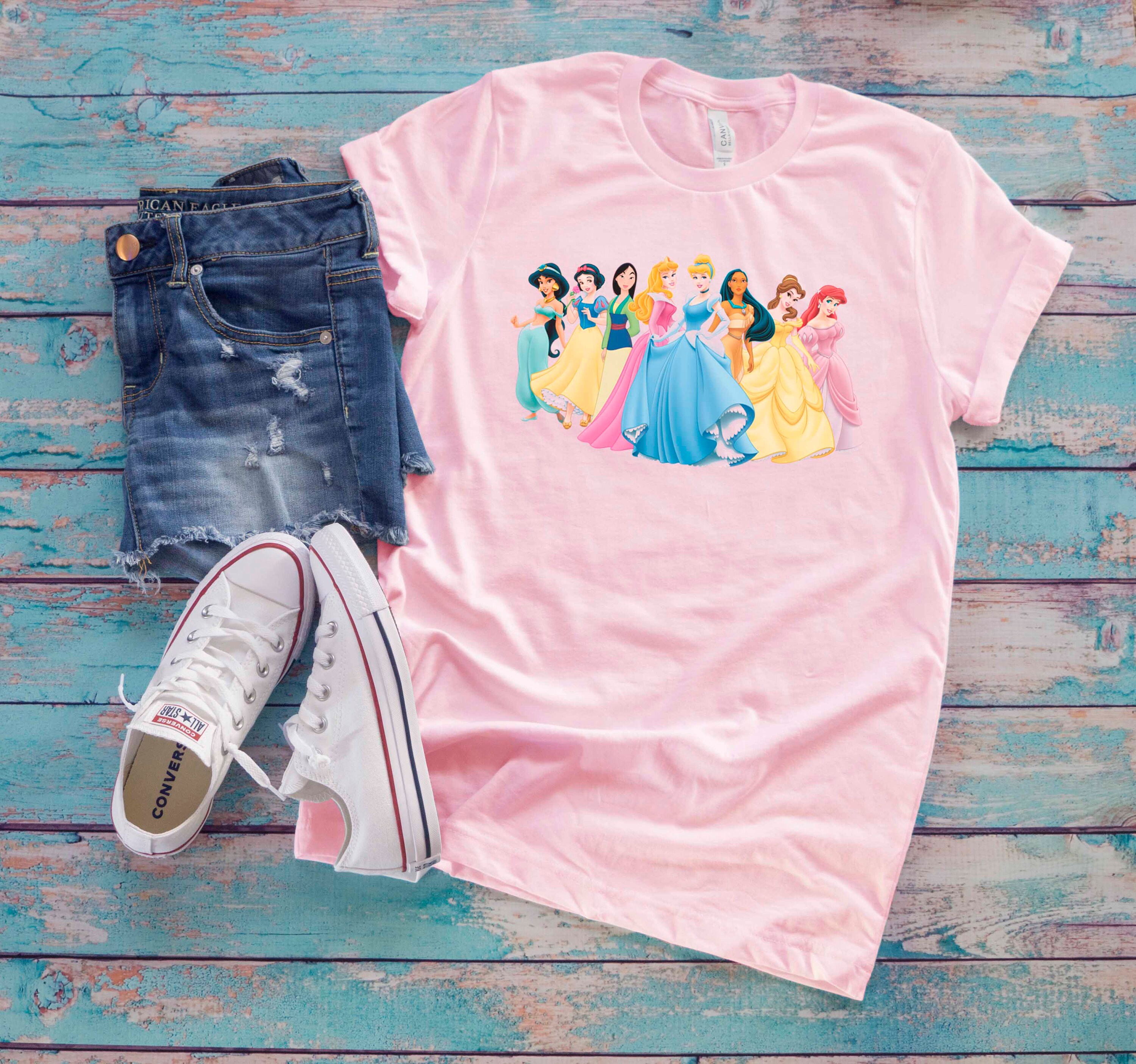 Disney Princesses T Shirt Princess Ariel Jasmine Aurora Belle Etsy