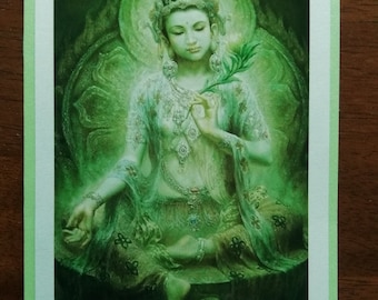 Green Tara greetings card