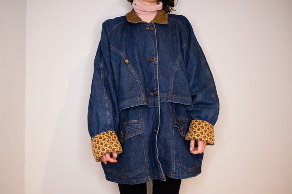 Oversize Paisley Lined Denim Coat